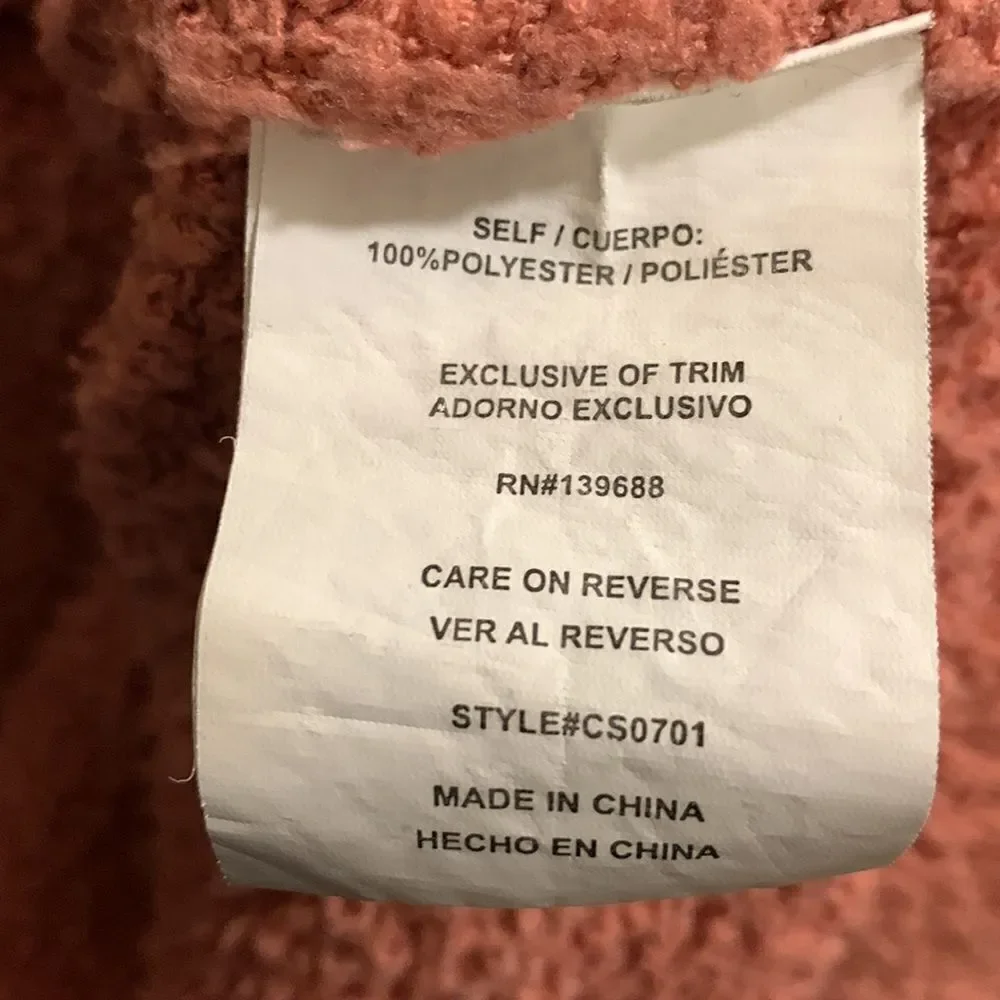 Coco+Jamieson coral fleece pullover hoodie size L